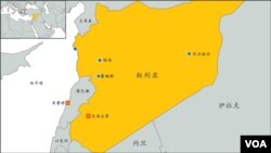 叙利亚地理位置示意图